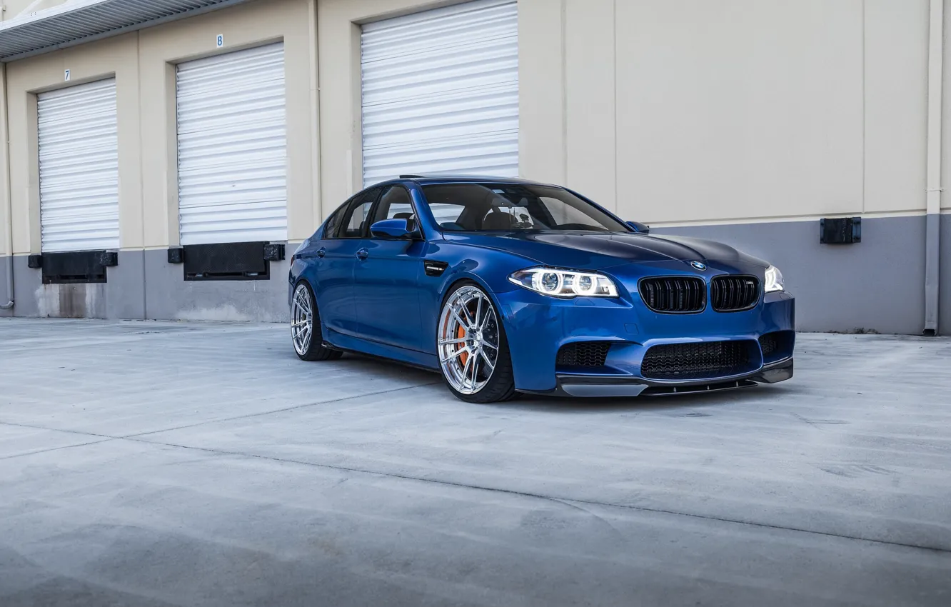 Photo wallpaper BMW, Blue, F10, Sight, LED