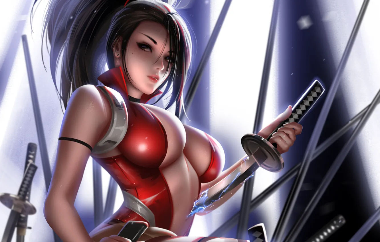 Photo wallpaper girl, sword, katana, Boku no Hero Academy, My hero Academy, My Hero Academia, Airoso Momo, …