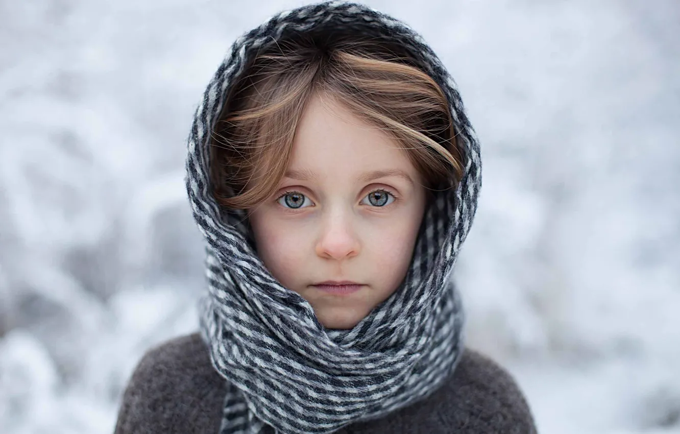 Photo wallpaper winter, portrait, scarf, girl