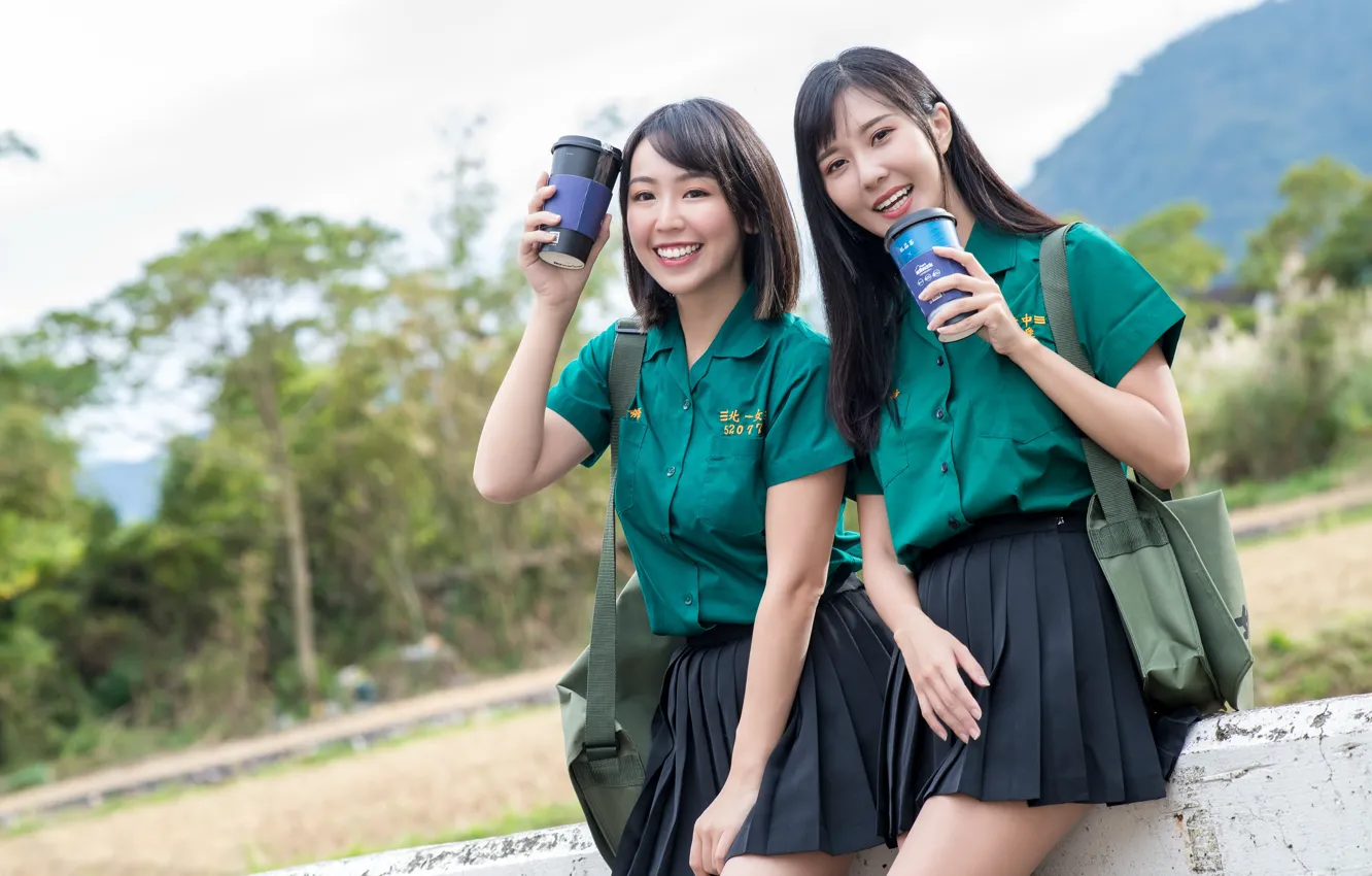 Photo wallpaper girl, background, Asian