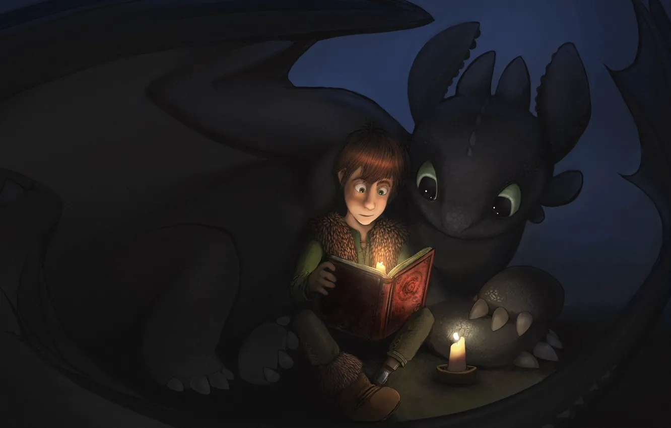 Photo wallpaper Hiccup, Toothless, How to train your dragon, book., the night fury