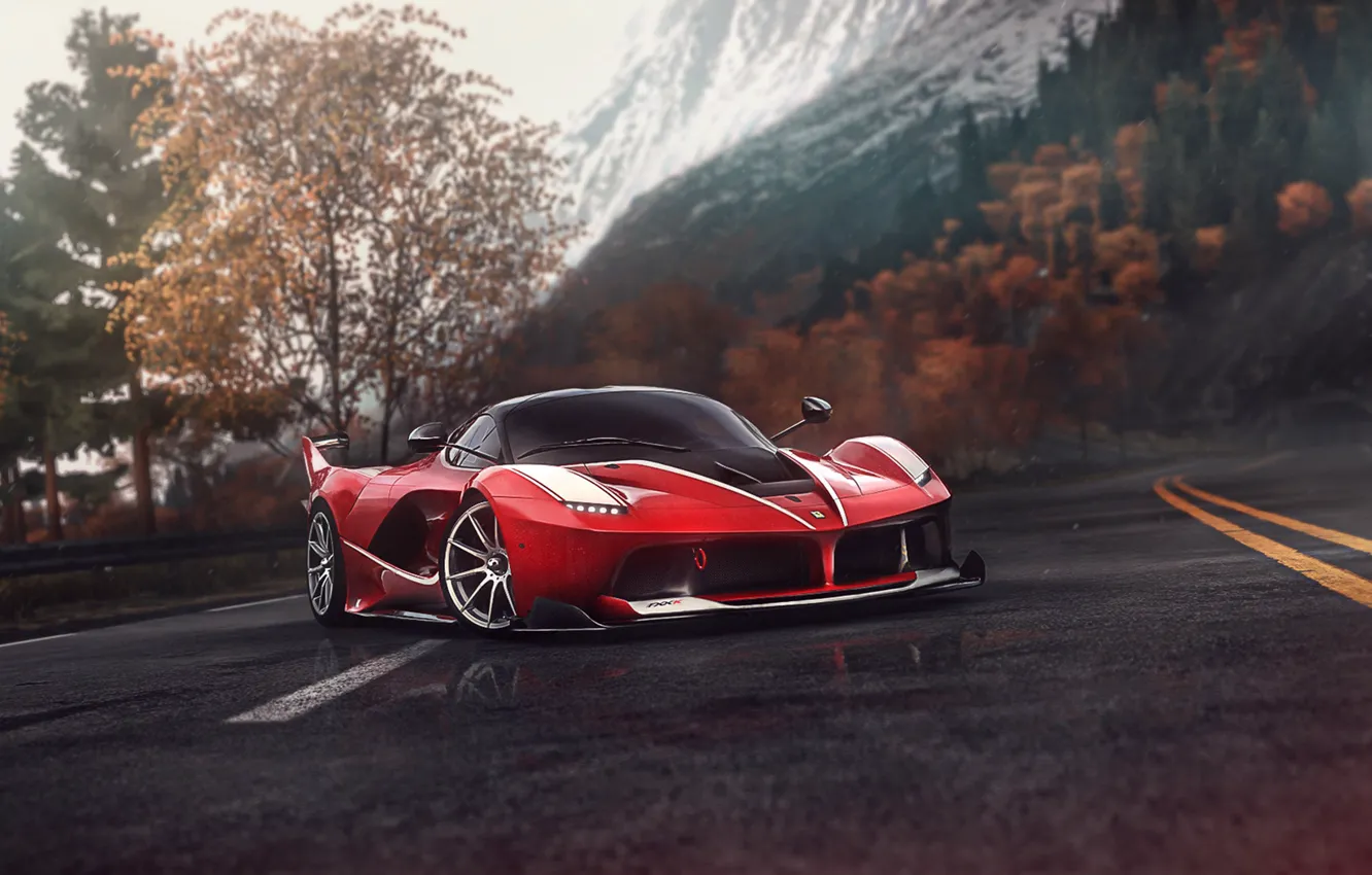 Photo wallpaper Red, Auto, Road, The game, Machine, Ferrari, Supercar, Sports car