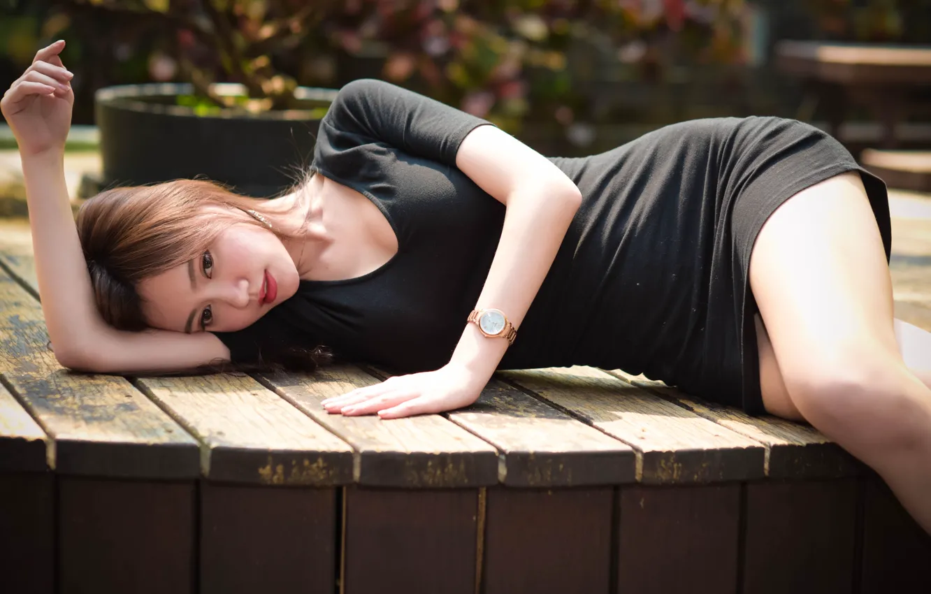 Photo wallpaper summer, girl, face, dress, lies