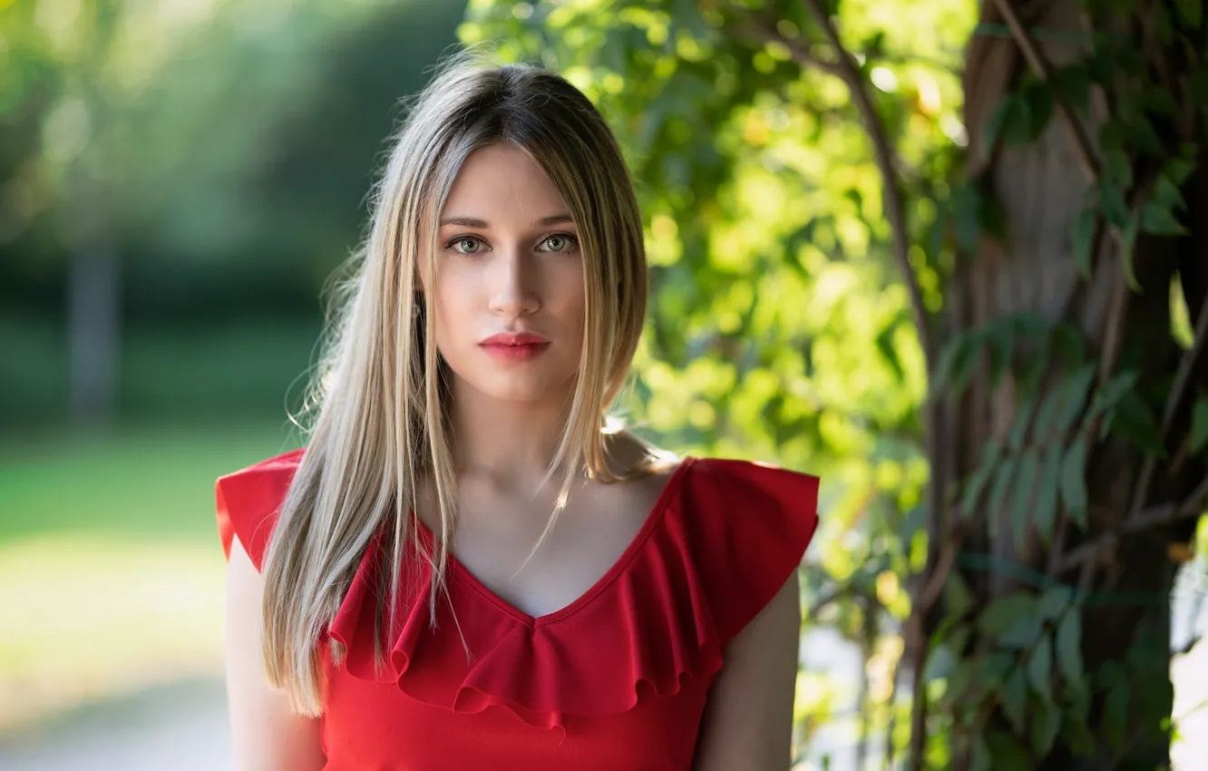 Photo wallpaper look, girl, face, Clear