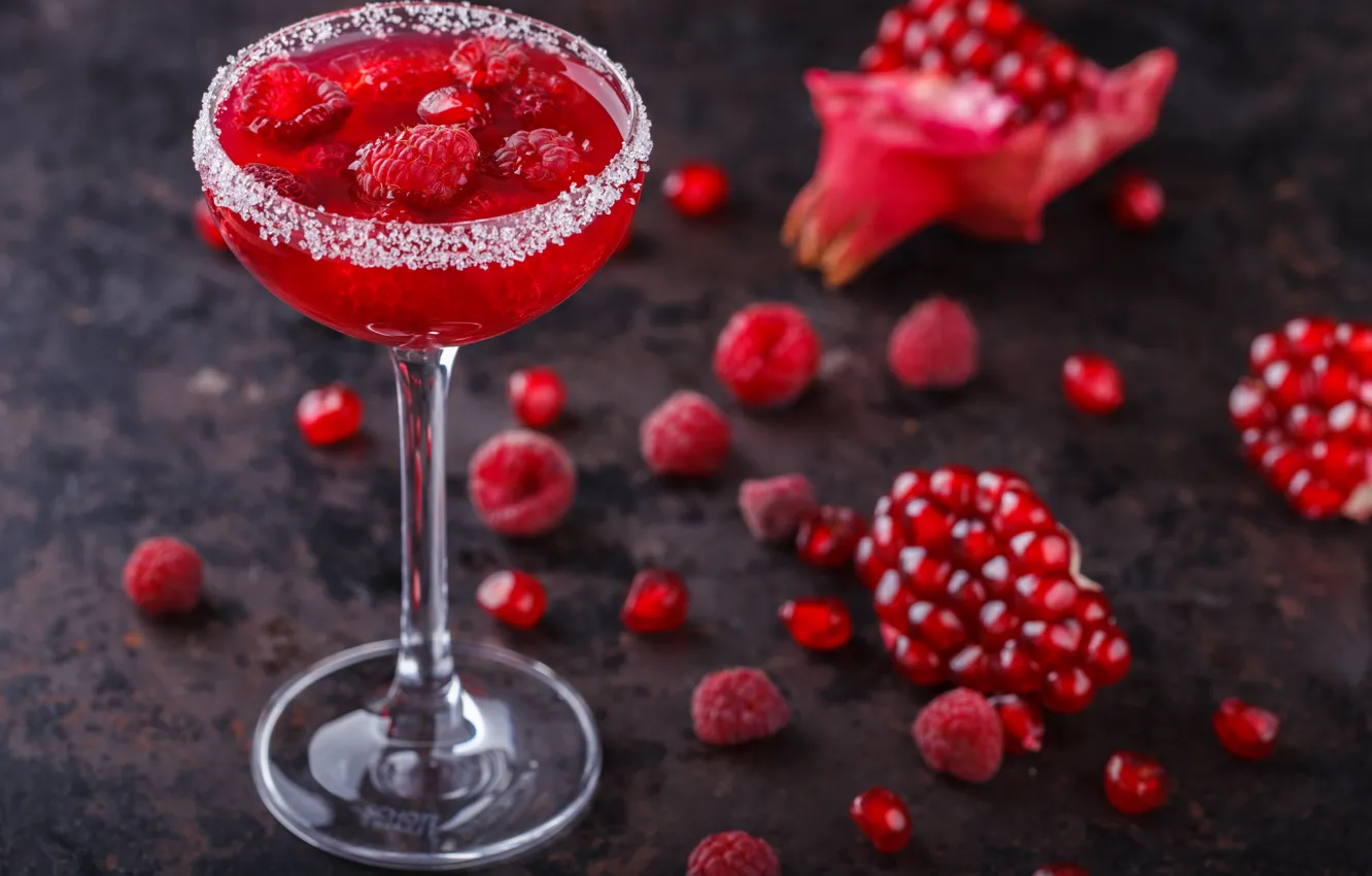 Photo wallpaper raspberry, cocktail, garnet