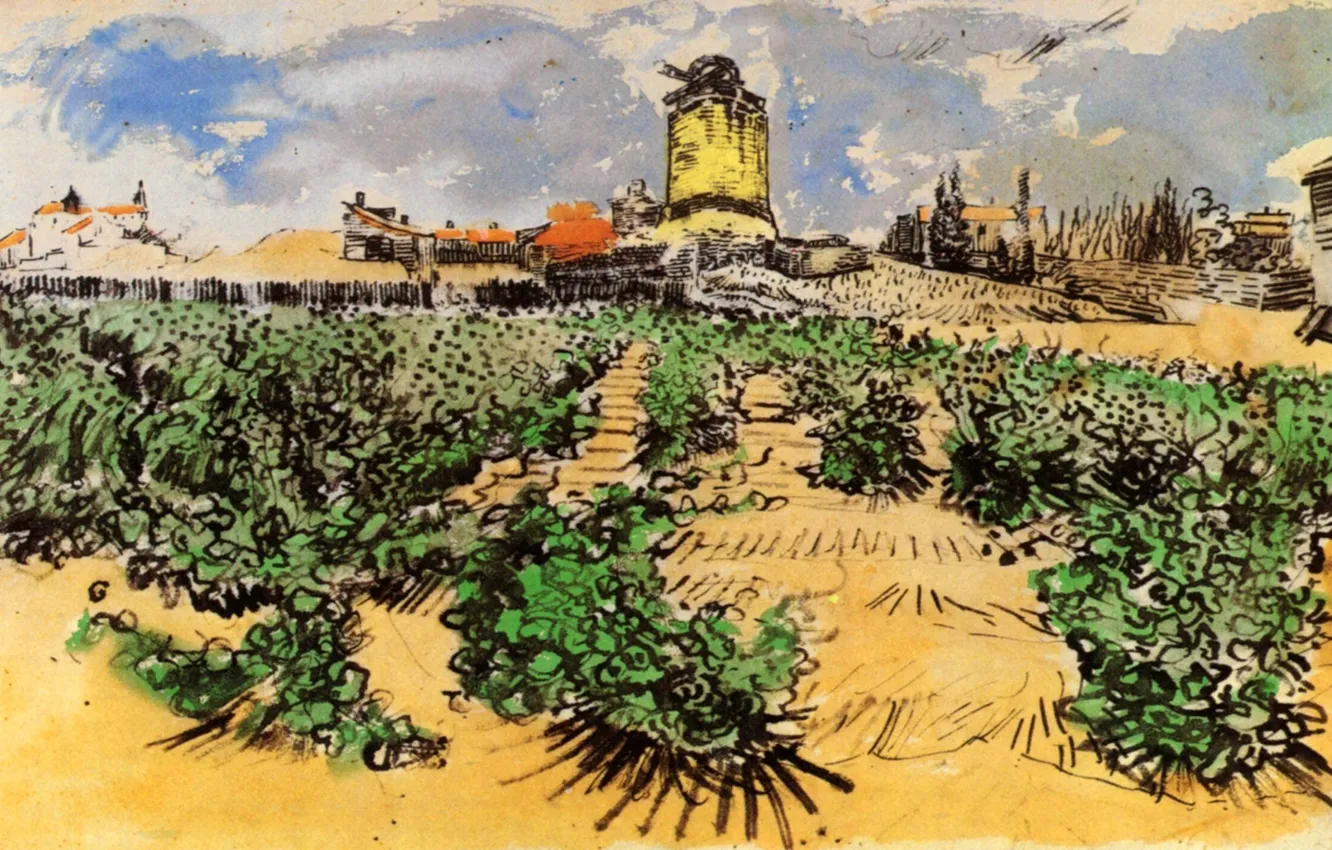 Photo wallpaper Vincent van Gogh, Daudet at Fontevielle, The Mill of Alphonse
