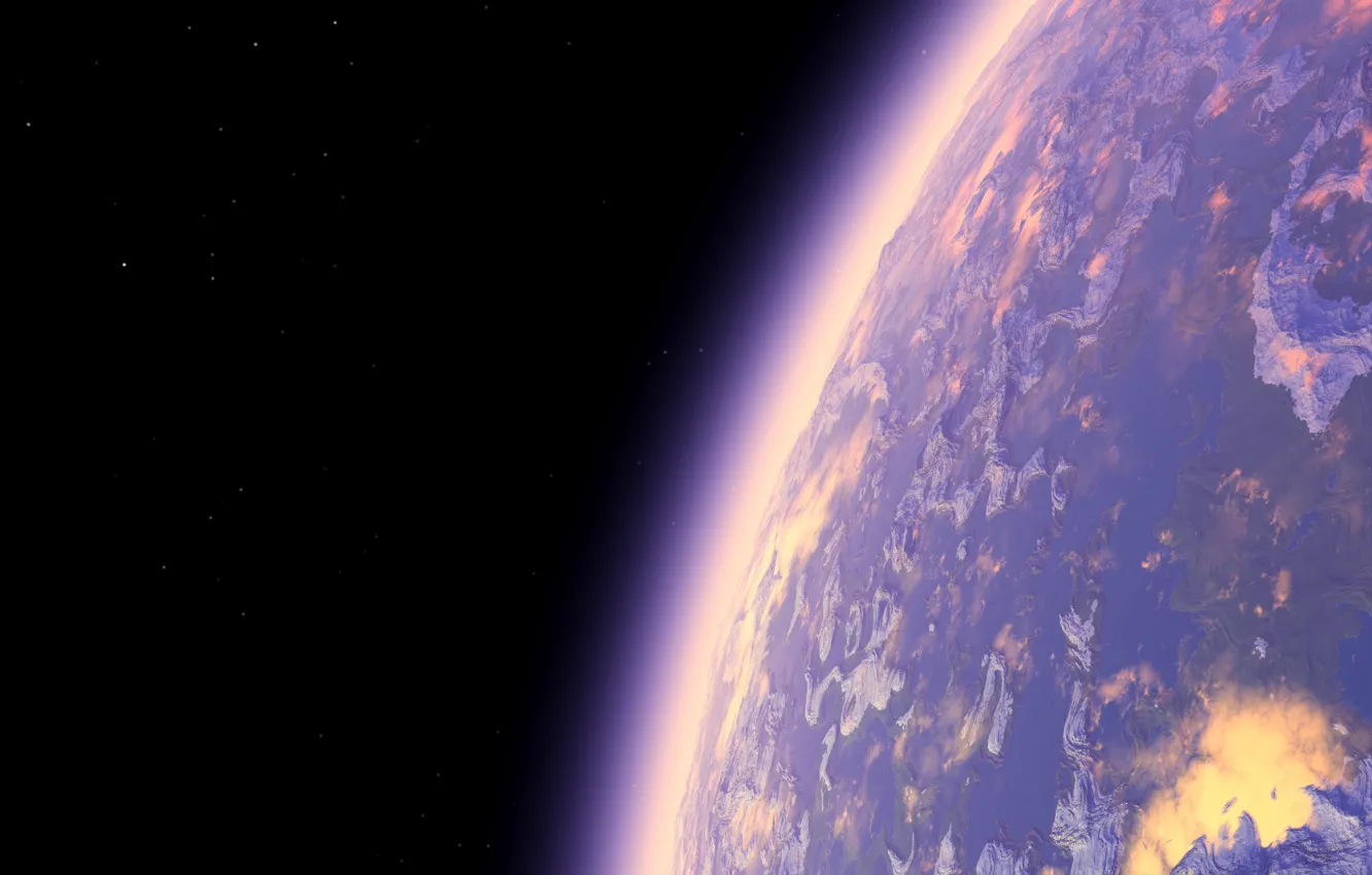 Photo wallpaper space, stars, planet, the atmosphere, art, render