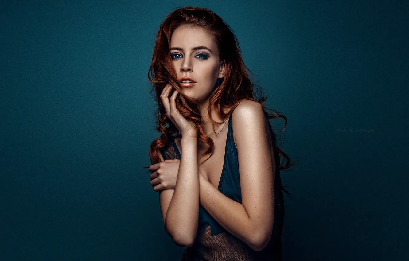 Photo wallpaper look, girl, background, portrait, hands