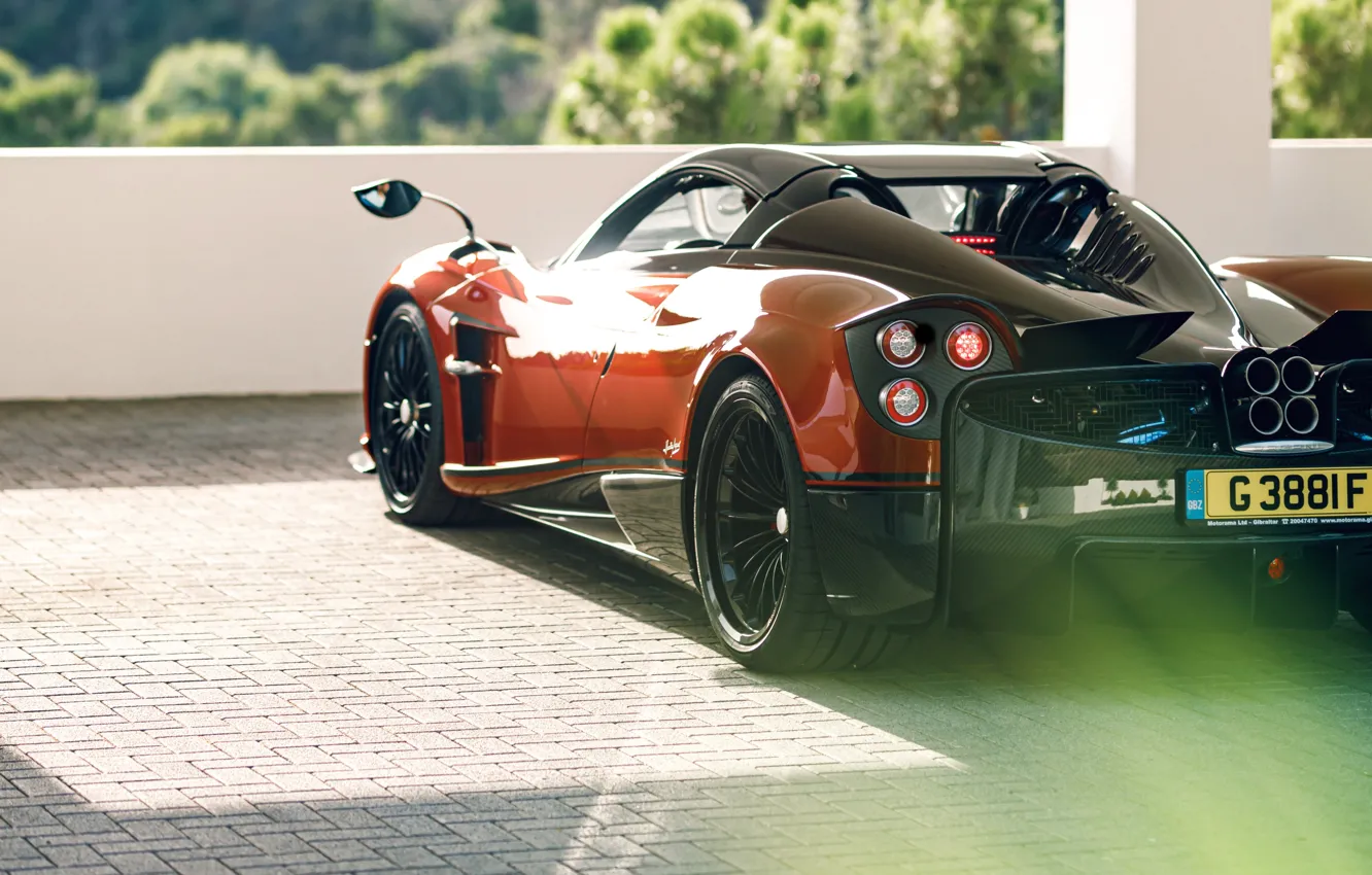 Photo wallpaper Pagani, To huayr, exhaust, rear view, Pagani Huayra Roadster