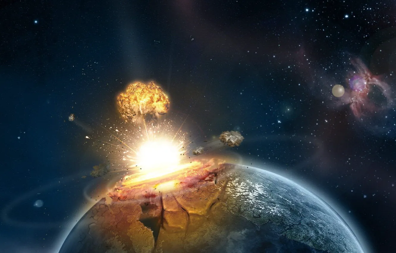 Photo wallpaper planet, disaster, The explosion