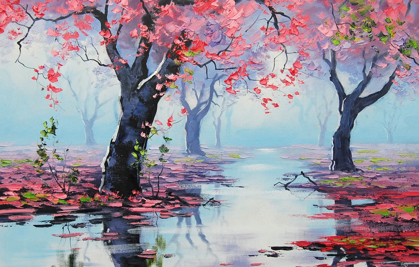 Photo wallpaper figure, art, ARTSAUS, spring bossom reflections