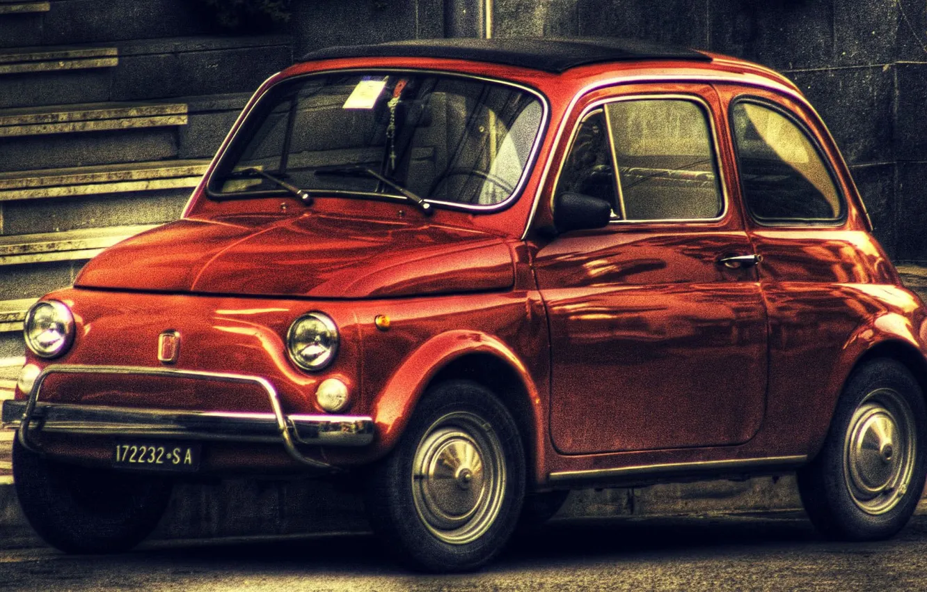 Photo wallpaper red, HDR, 500, Fiat