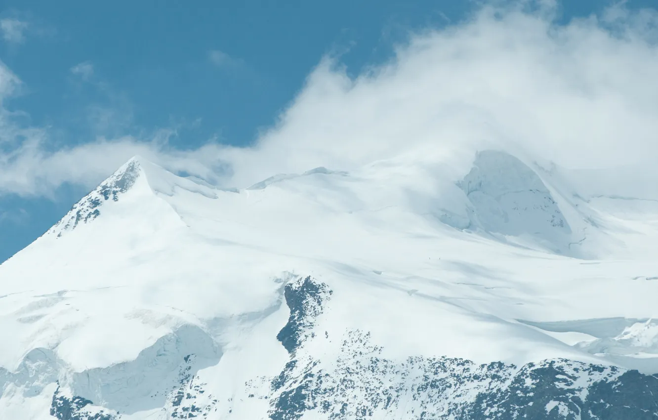 Photo wallpaper snow, mountains, the wind, tops, ridge