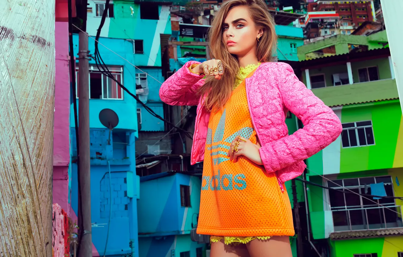 Photo wallpaper photoshoot, Cara Delevingne, Vogue magazine