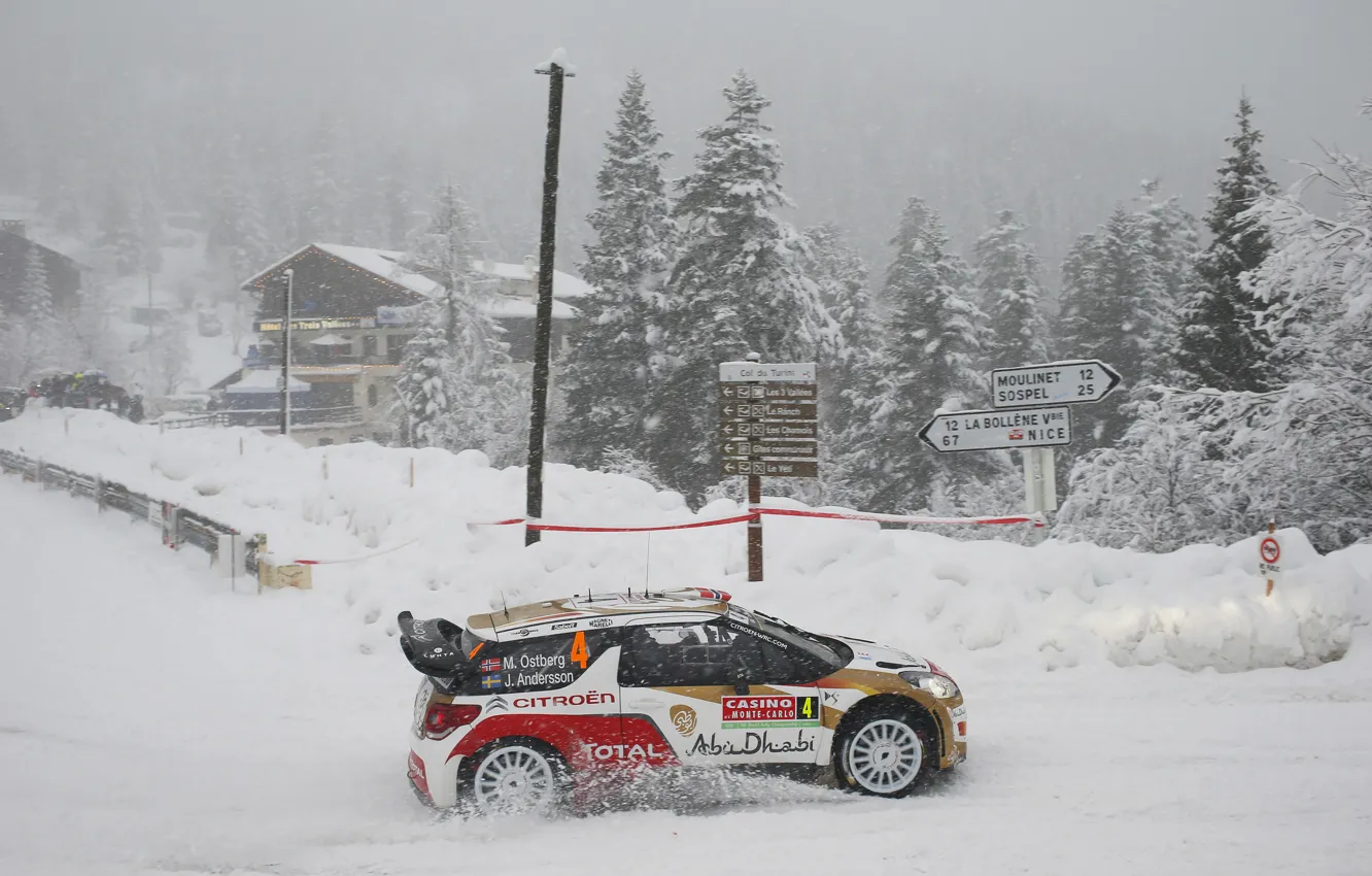 Photo wallpaper Snow, Citroen, Citroen, DS3, WRC, Snow, Rally, Rally