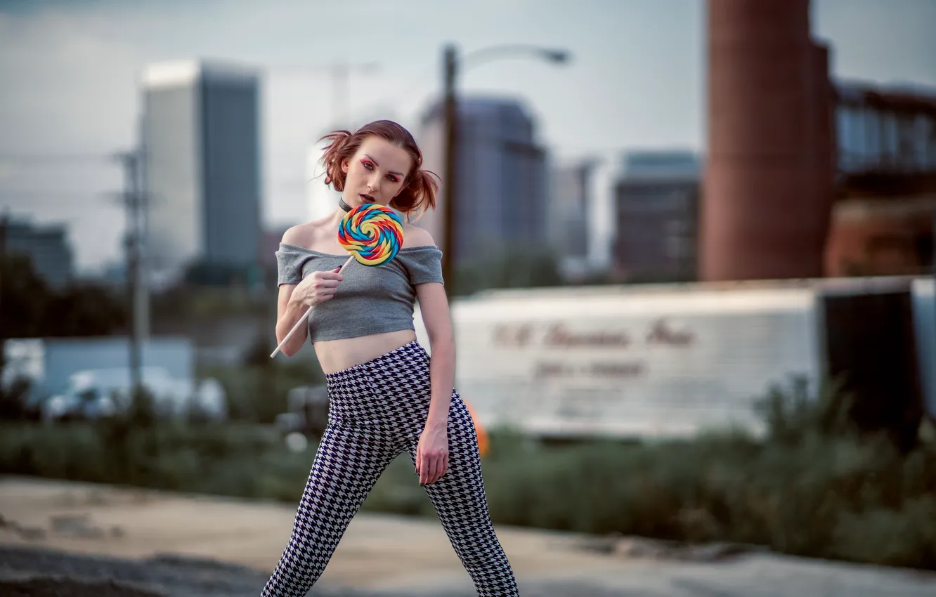 Photo wallpaper girl, pose, candy