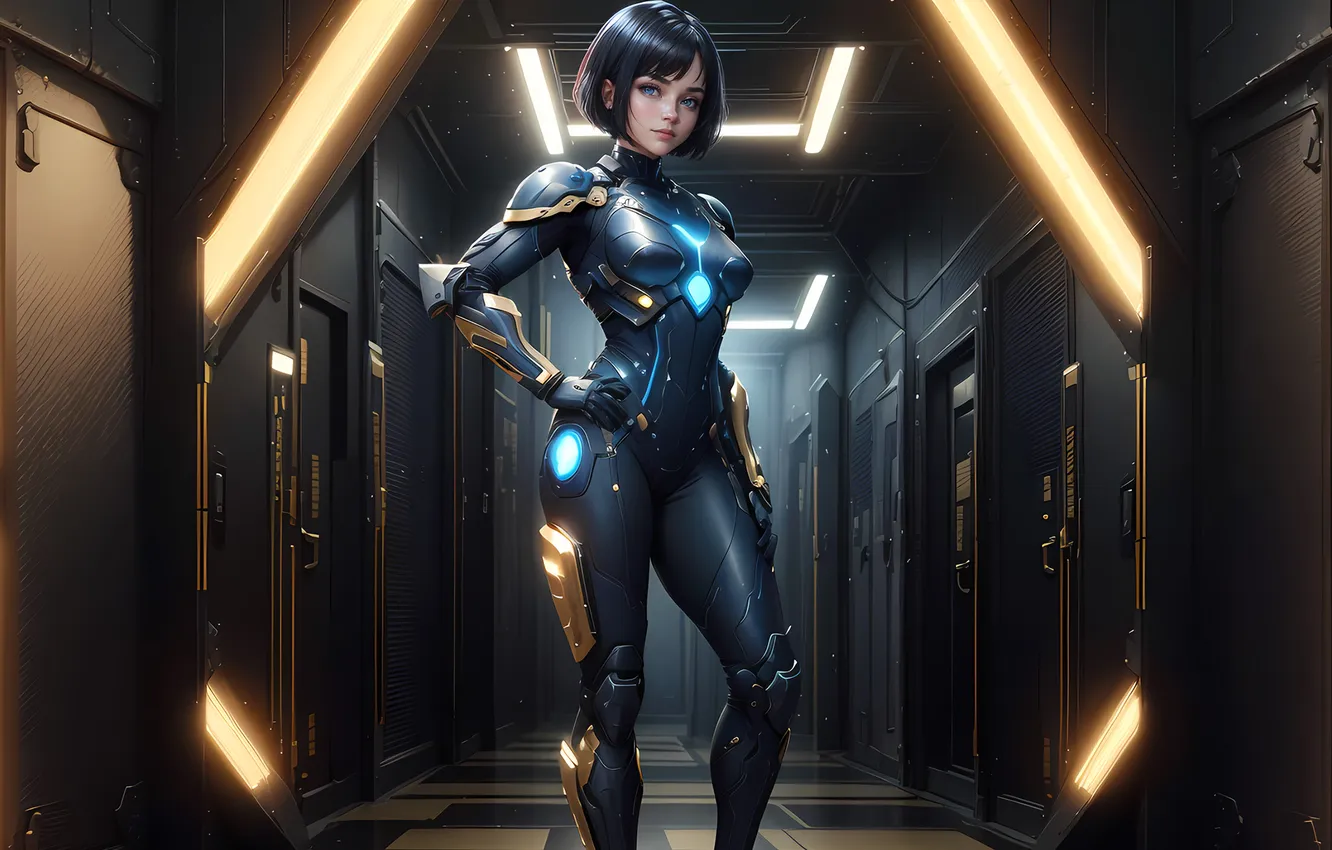 Photo wallpaper girl, fiction, corridor