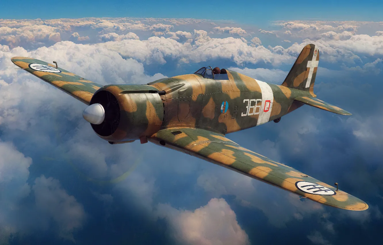 Photo wallpaper war, art, airplane, aviation, WW2, Fiat G.50