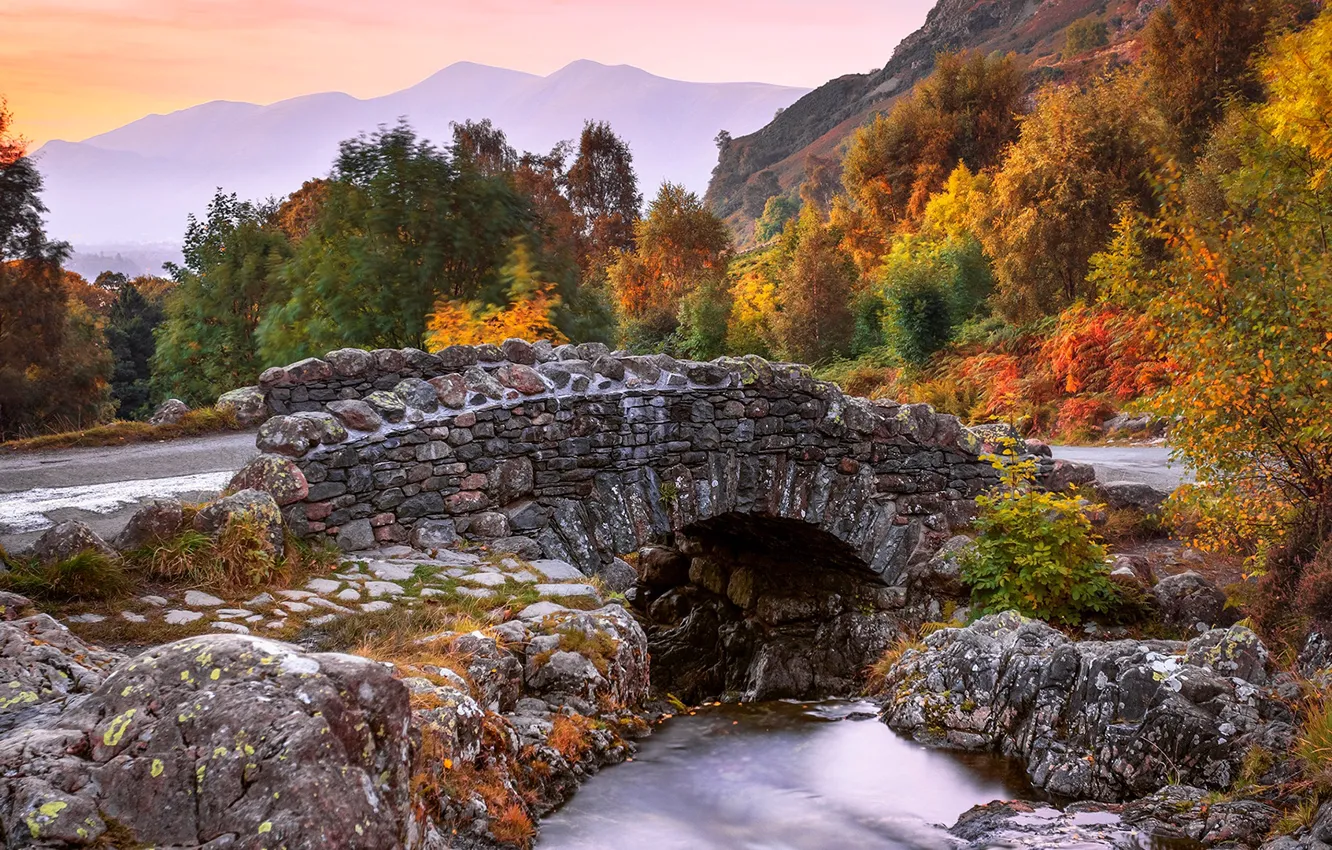 Photo wallpaper UK, The lake district, Ashness Bridge