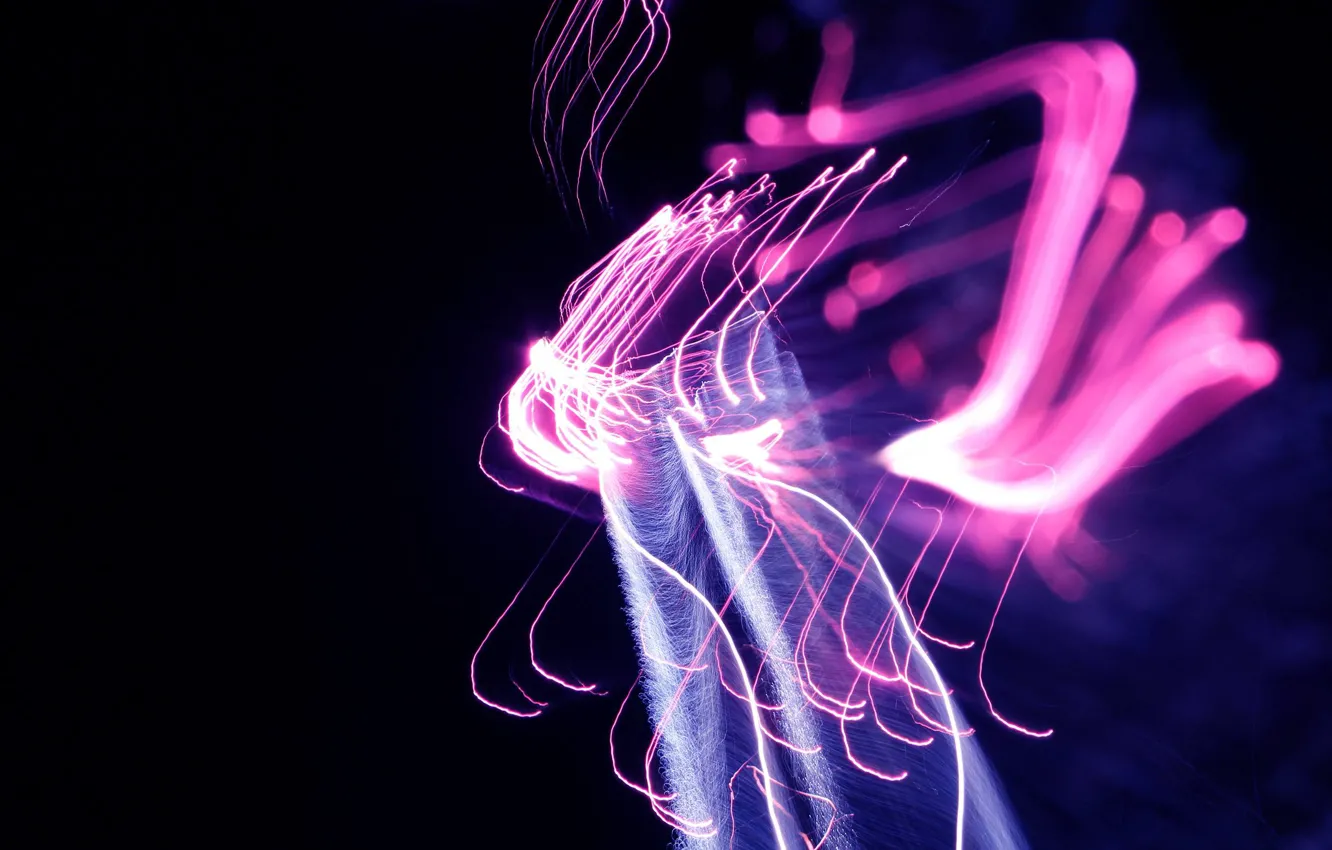 Photo wallpaper wave, line, abstraction, glow, sparks