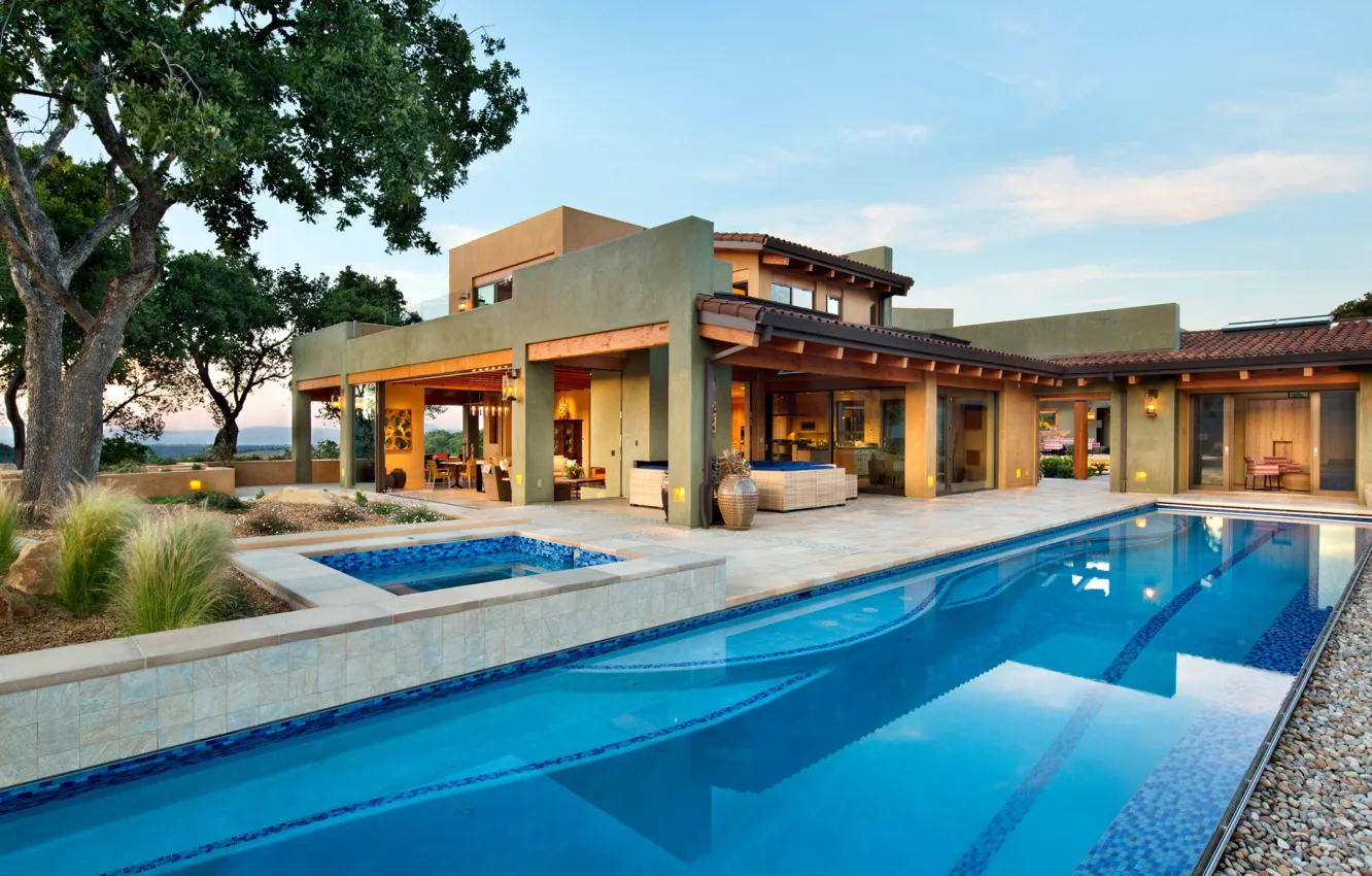 Photo wallpaper Villa, pool, CA, architecture, California, terrace, villa, Atherton