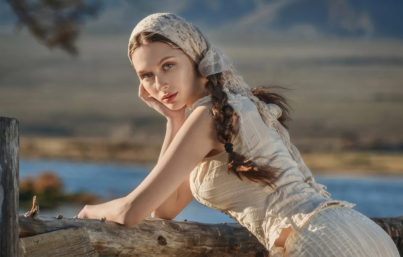 Photo wallpaper beauty, the countryside, Russian woman, Sergey Litovkin, Pastoral, Village Girl