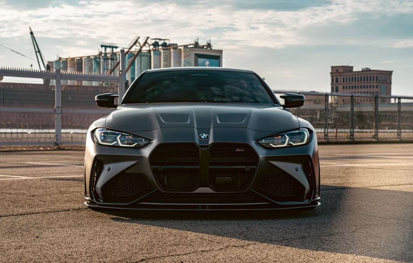 Photo wallpaper BMW, Front, Grey, Face, BMW M4, Sight, G82, BMW M4 Coupe