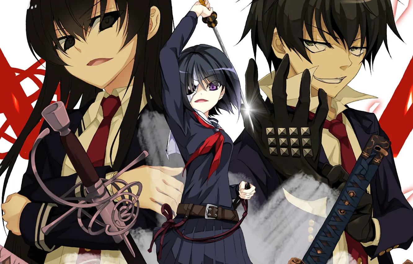 Photo wallpaper girl, sword, anime, katana, ken, blade, mask, martial artist