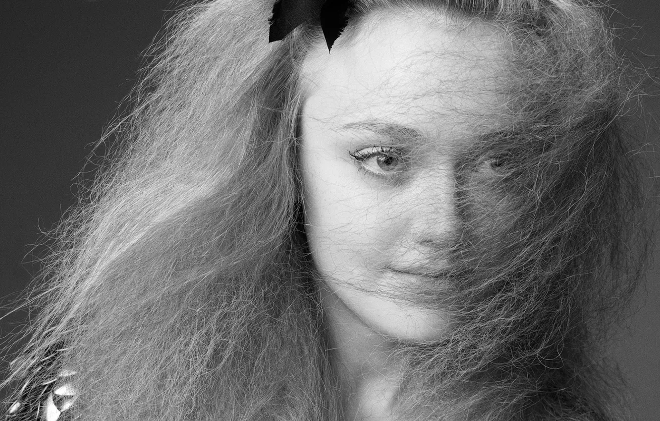 Photo wallpaper girl, face, hair, actress, beauty, black and white, Dakota Fanning, Dakota Fanning