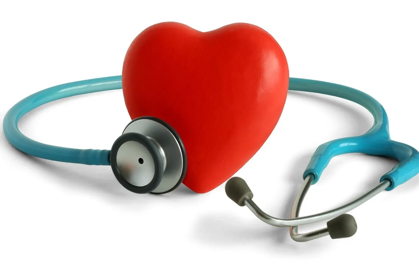 Photo wallpaper Heart, white background, Heart, Stethoscope