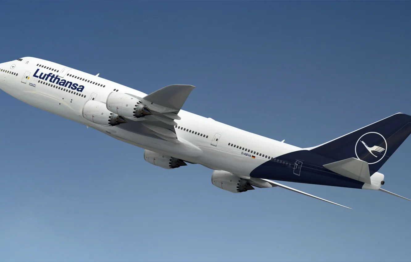 Photo wallpaper model, Boeing 747, blender3d, 8 lufthansa