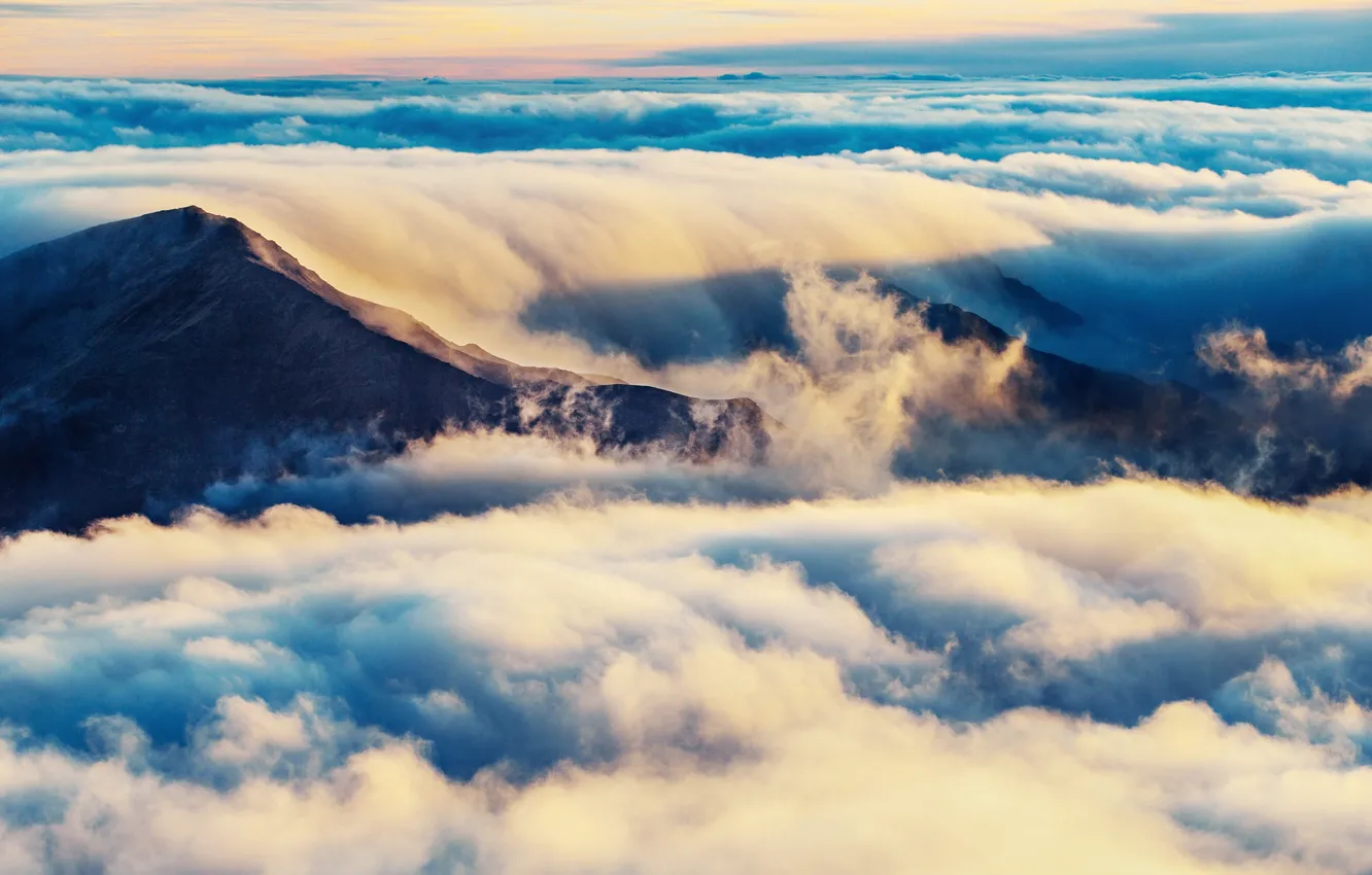 Photo wallpaper clouds, mountains, horizon, bo0xvn