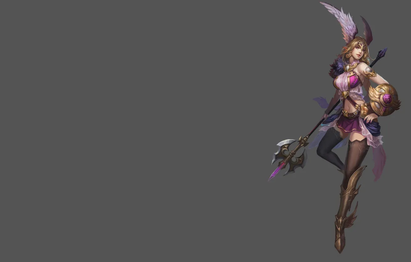 Photo wallpaper girl, warrior, halberd, yoke art