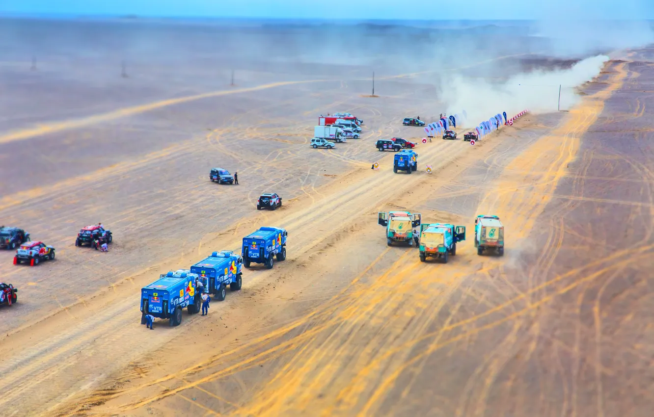 Photo wallpaper The sky, Sand, Nature, Mini, Sport, Speed, Truck, Race