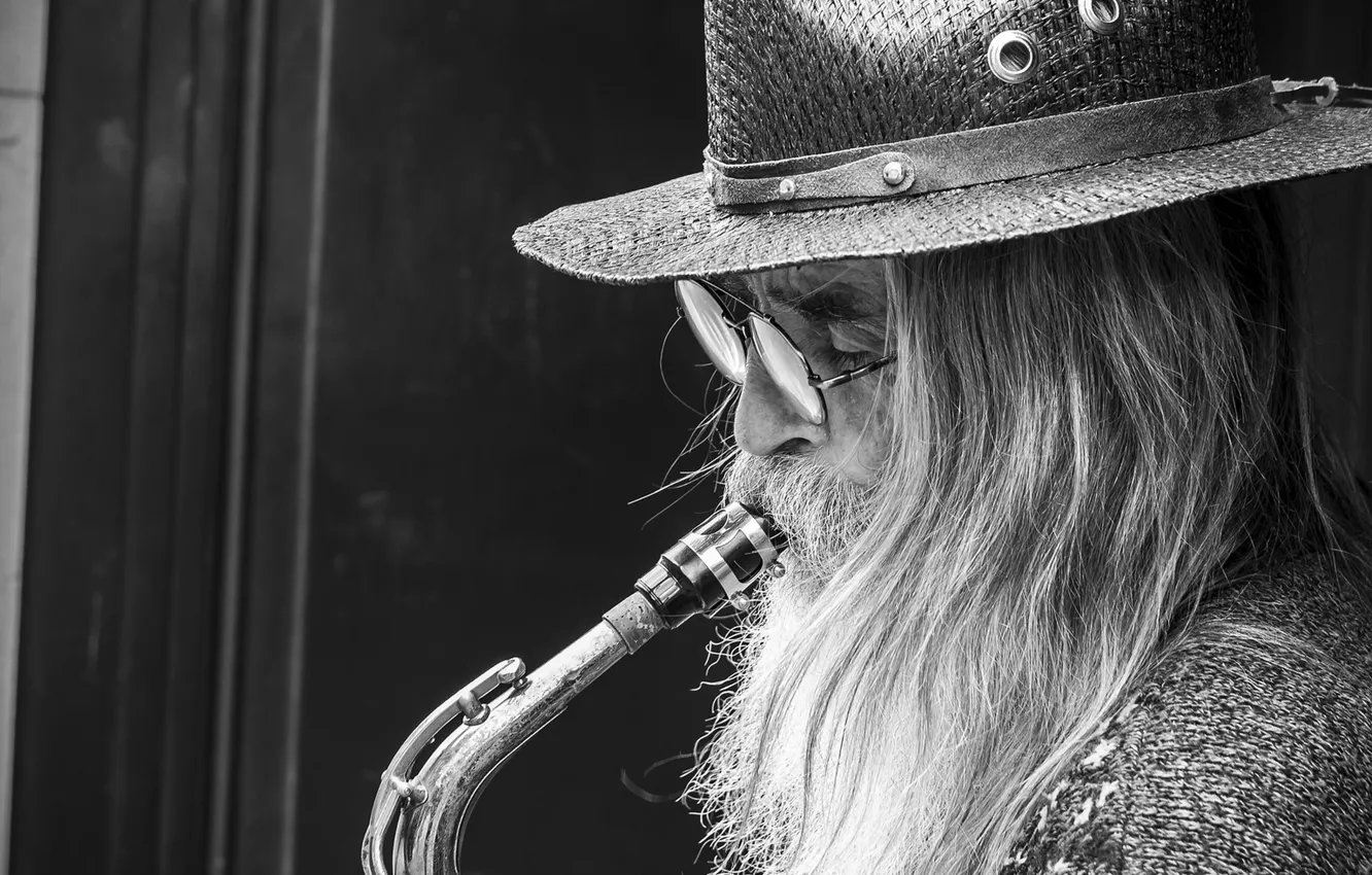 Photo wallpaper Music, musician, saxophone, saxophonist