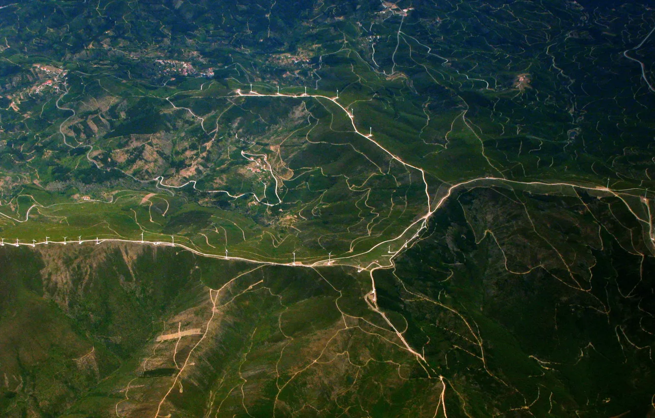 Photo wallpaper grass, trees, nature, roads, Portugal, height, Castelo Branco, Oleiros