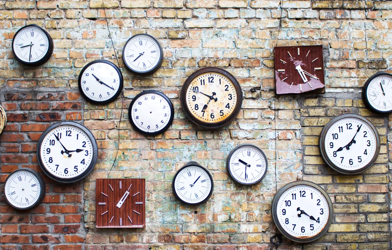 Photo wallpaper wall, pattern, clocks
