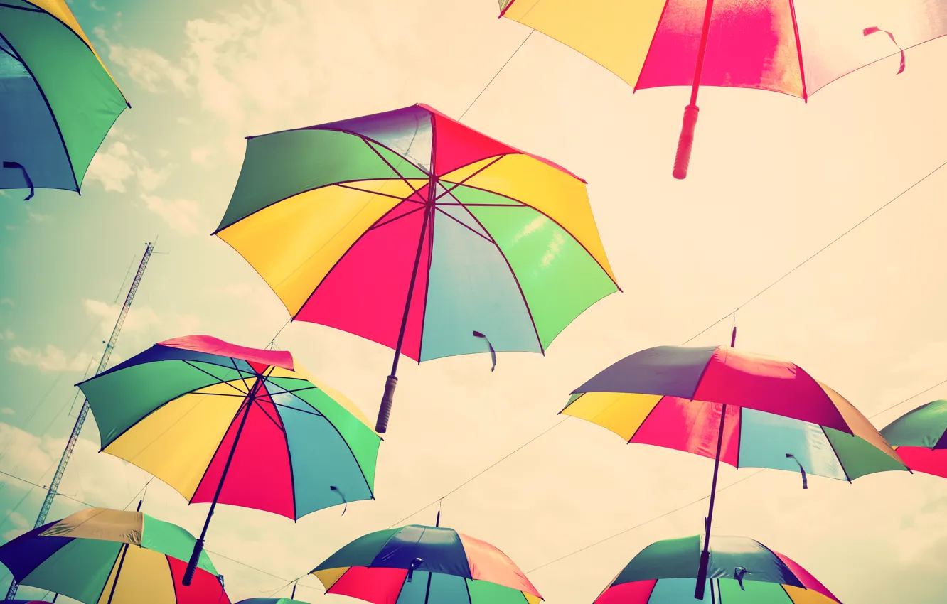 Photo wallpaper summer, the sky, colors, umbrella, colorful, umbrellas, rainbow, summer