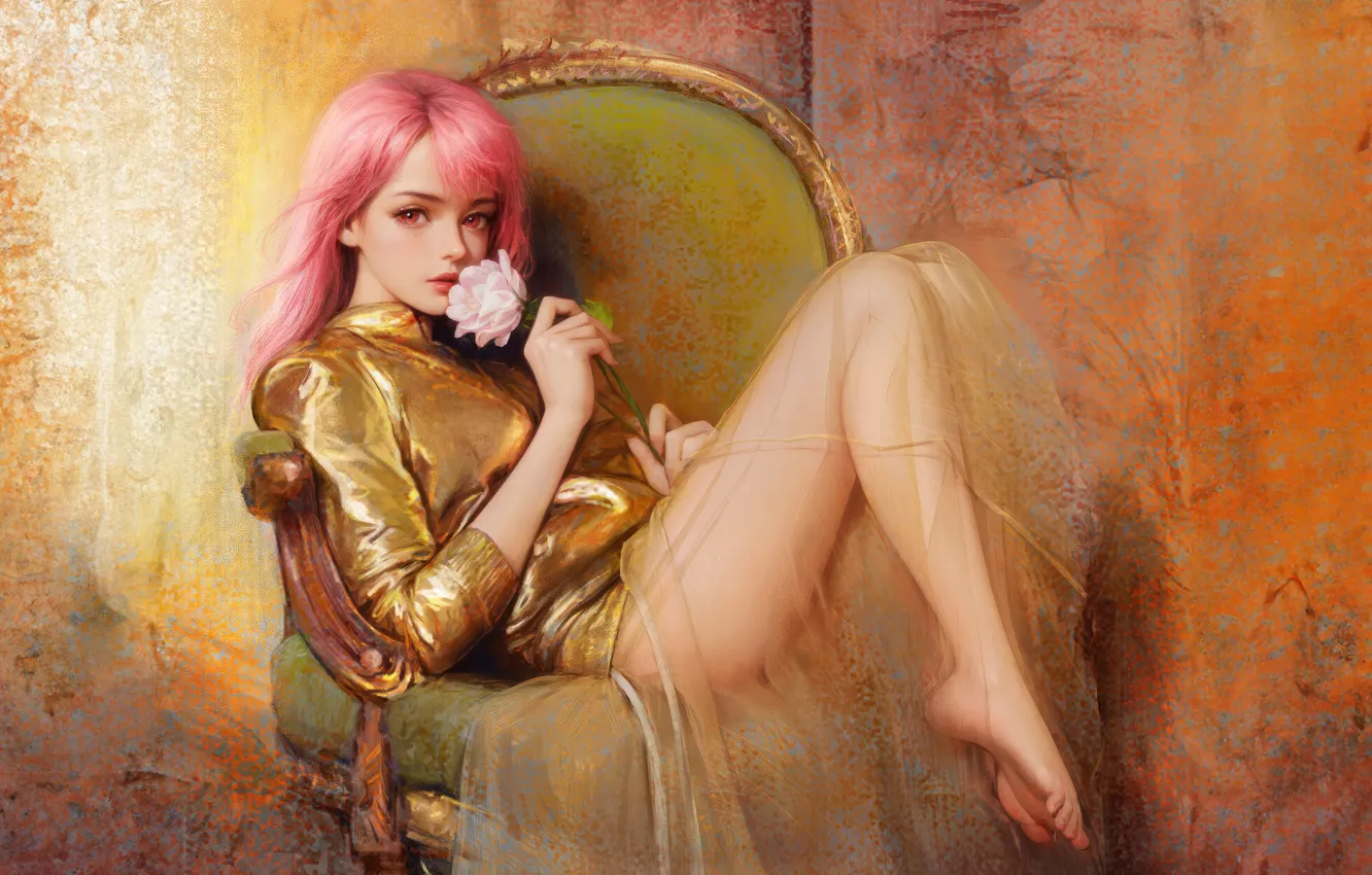 Photo wallpaper girl, serenity, dreamy, Scent