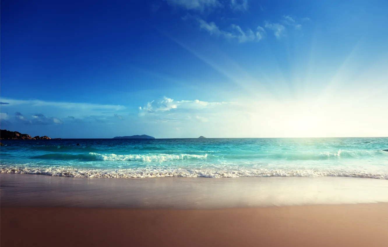 Photo wallpaper sand, sea, beach, the sun, sunshine, beach, sea, ocean
