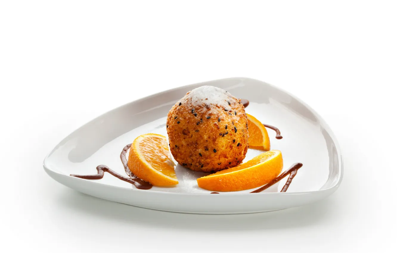 Photo wallpaper chocolate, dessert, sweet, orange wedges