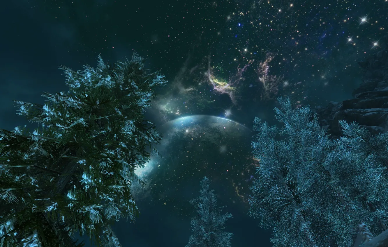 Photo wallpaper the sky, ate, Skyrim, The Elder Scrolls, starry heights