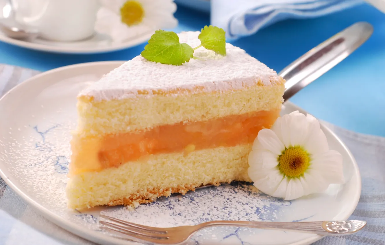 Photo wallpaper flowers, cake, dessert, piece, layer
