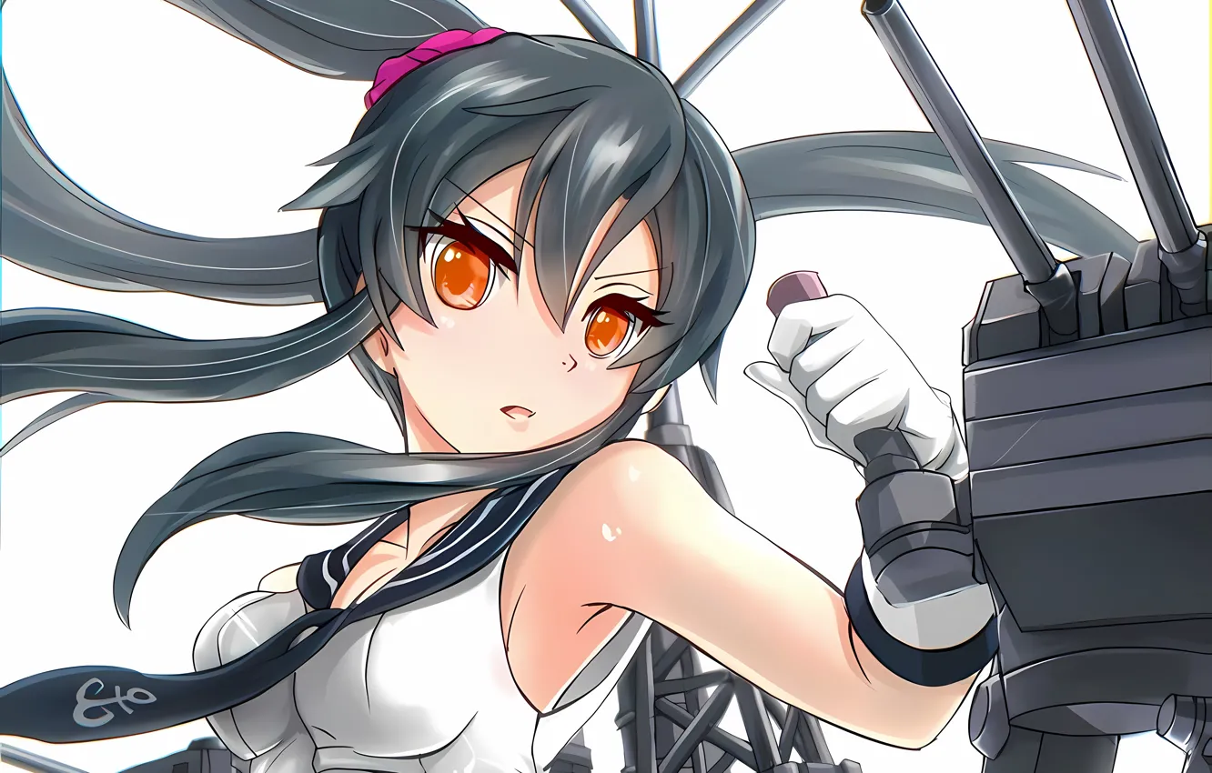 Photo wallpaper girl, sexy, cleavage, long hair, boobs, anime, beautiful, pretty