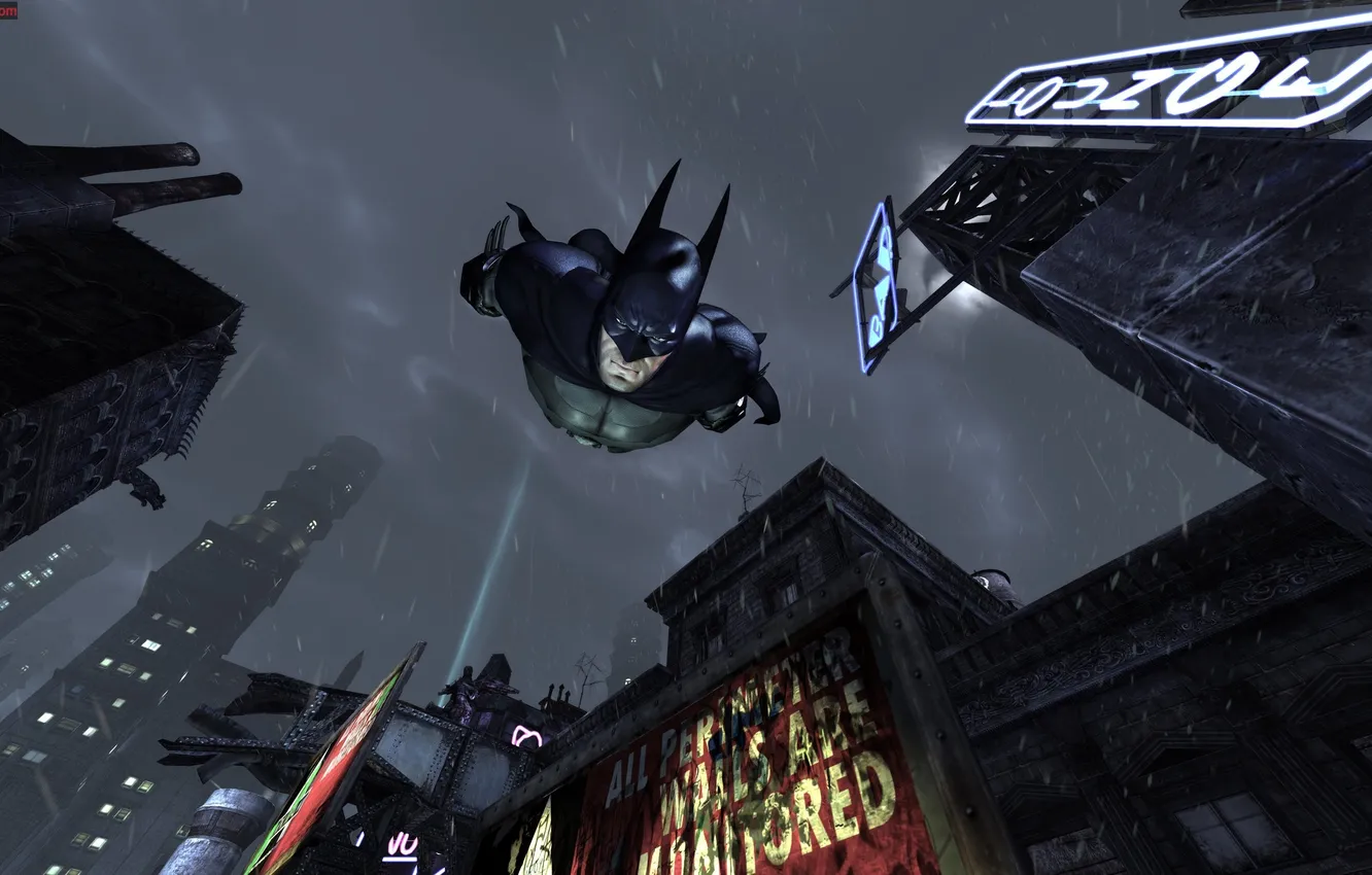 Photo wallpaper flight, Batman, game, Batman Arkham City