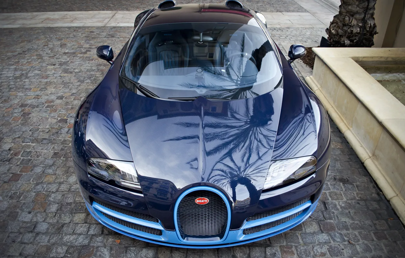 Photo wallpaper Sport, Bugatti, Bugatti, Veyron, Grand, Veyron, Blue, Supercar