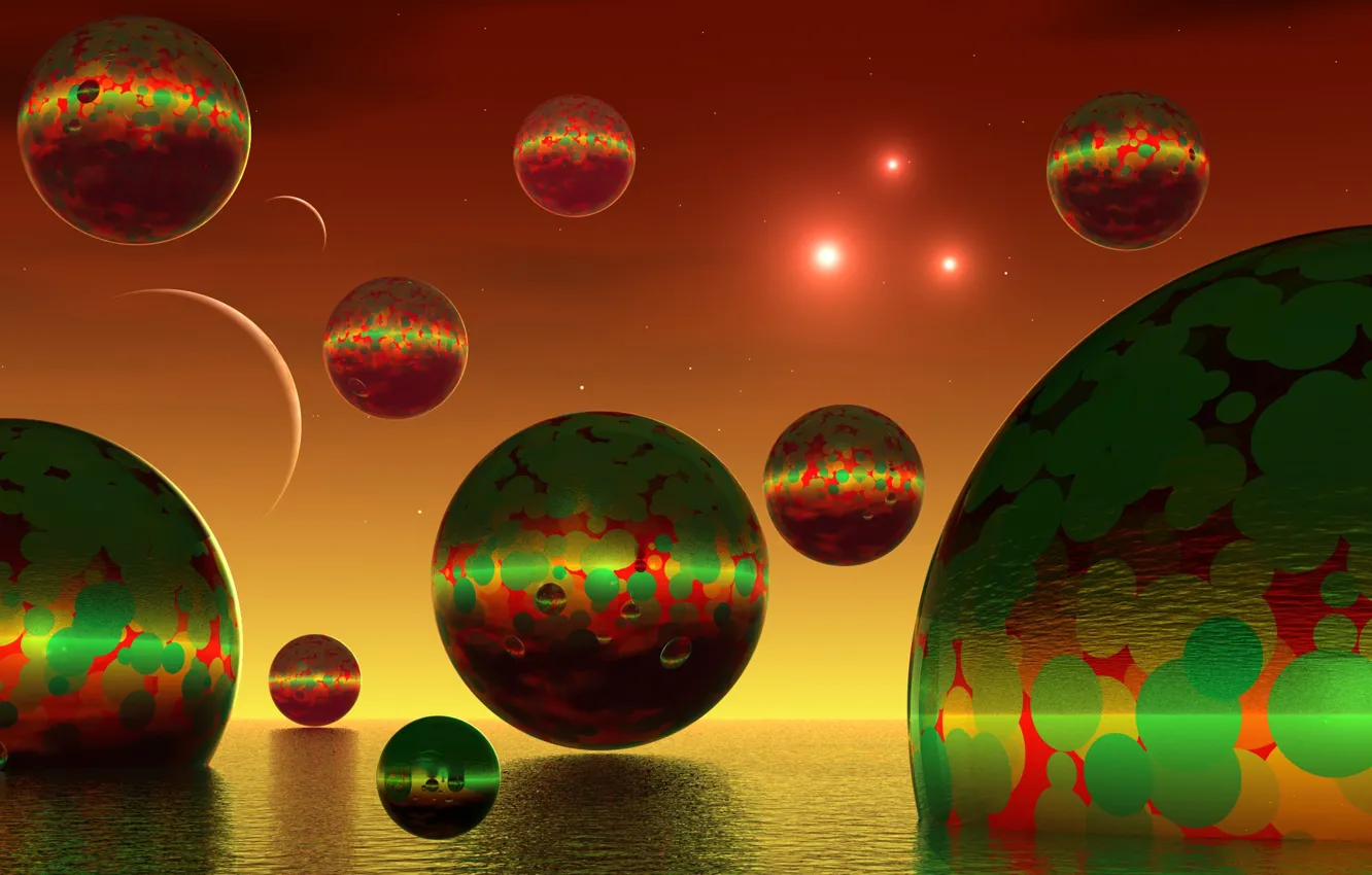 Photo wallpaper balls, bright colors, sphere