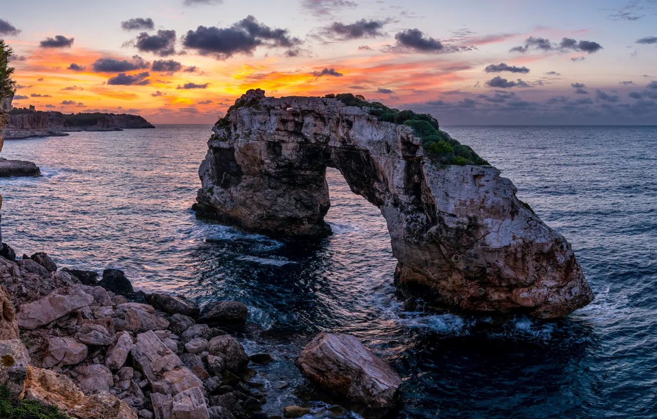 Photo wallpaper sea, landscape, arch, Spain, Mallorca