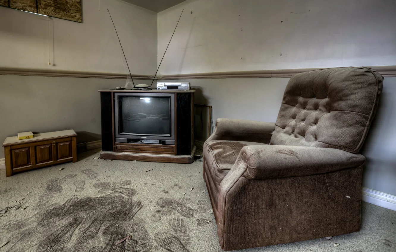 Photo wallpaper room, chair, TV