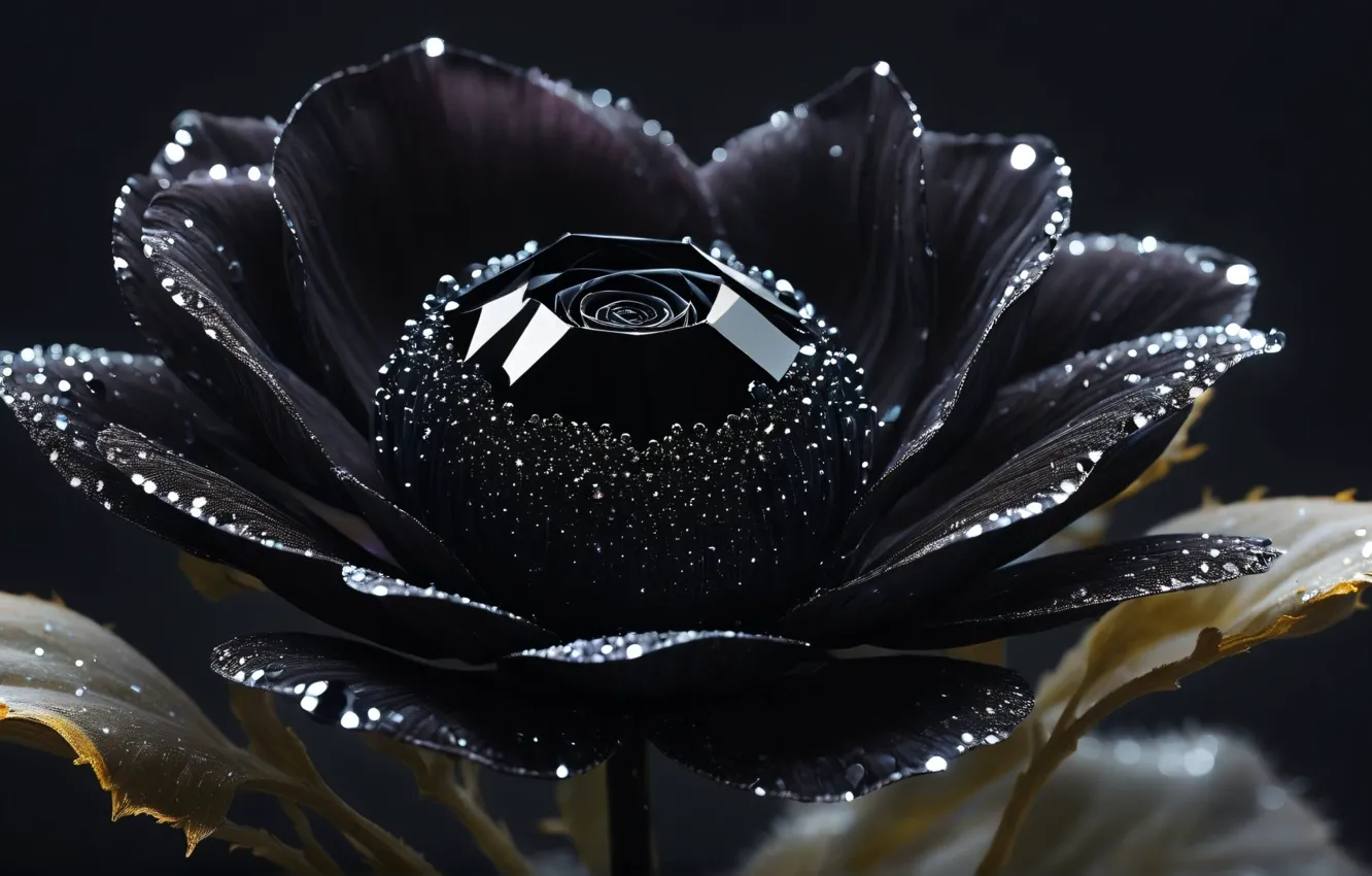 Photo wallpaper flowers, stones, black, flowers